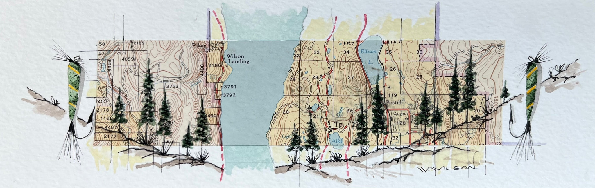 Topographic Map Art - WILSON LANDING, BC