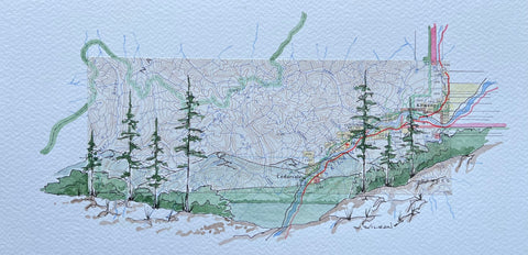 Topographic Map Art - CEDARVALE, BC