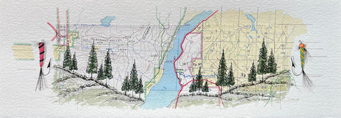 Topographic Map Art - Fly Pattern - NICOLA LAKE