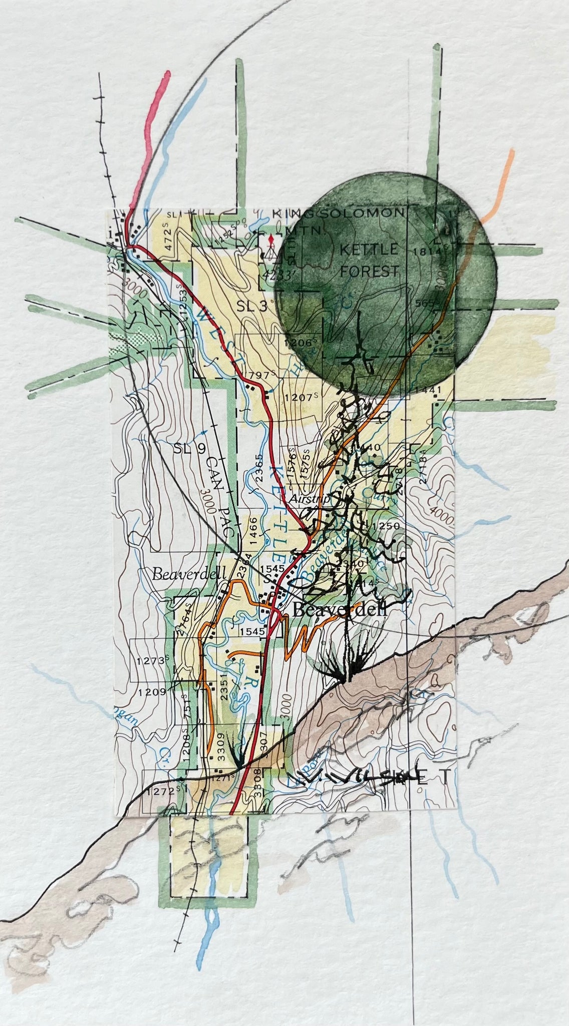 Topographic Map Art - BEAVERDELL, BC